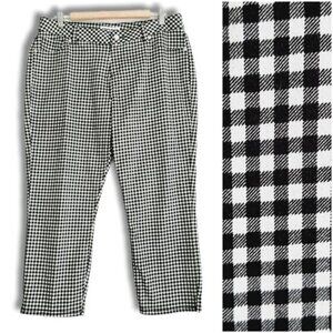 NYGARD | Buffalo Check Print Pull-On Ankle Crop Comfy Stretch Pants B&W Sz 16